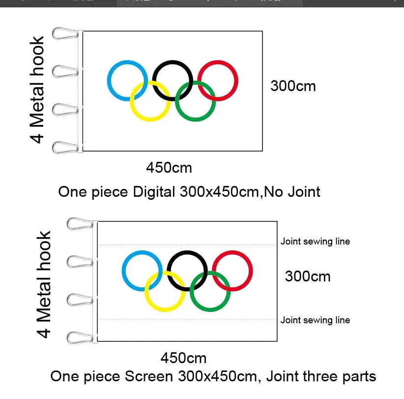 Olympische Polyesterfahne 300x450cm